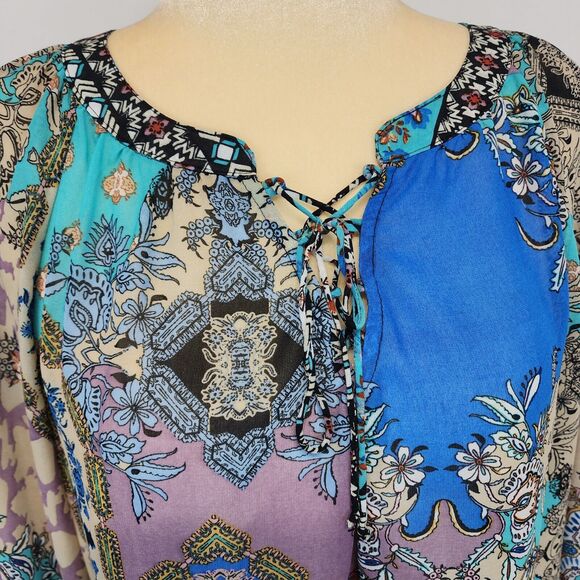 Anthropologie Fig & Flower Bohemian Tunic Size L Semi Sheer Art Nouveau Artsy - Picture 6 of 14